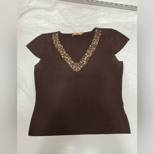 Ladies V neck top with intricate‎ embellishments size